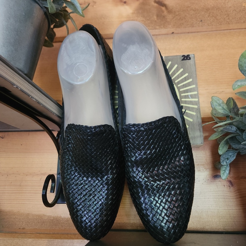 Cole Haan Sabrina Black Woven Loafer Flat Leather Textured Shoes D41120 Sz 10.5B - Picture 6 of 11